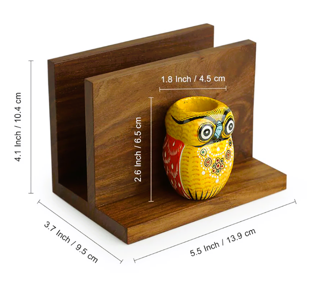 Hand Painted Owl Toothpick And Napkin Holder