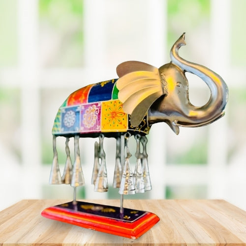 Metal bell elephant decor