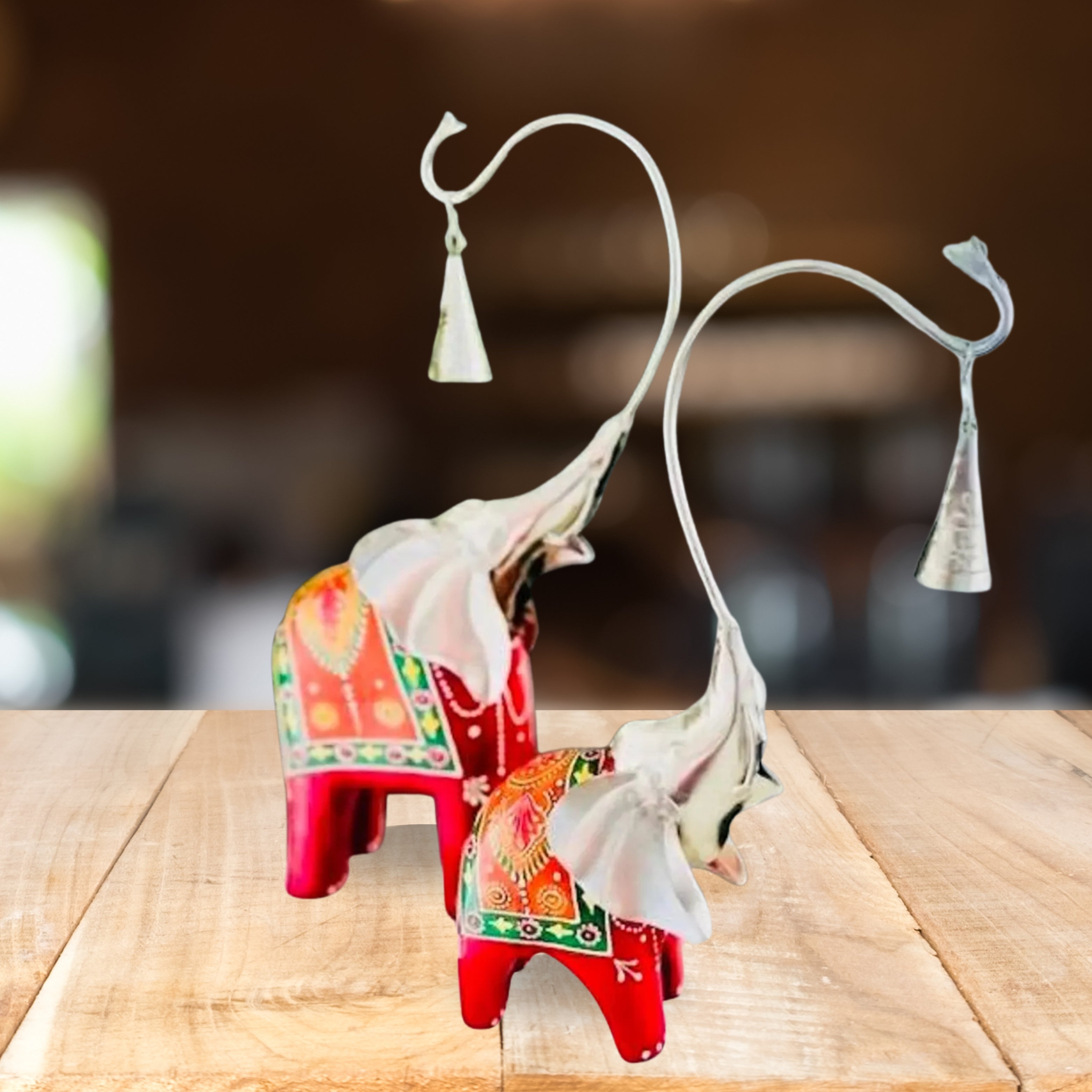 Wooden elephant decor ( set of 2)