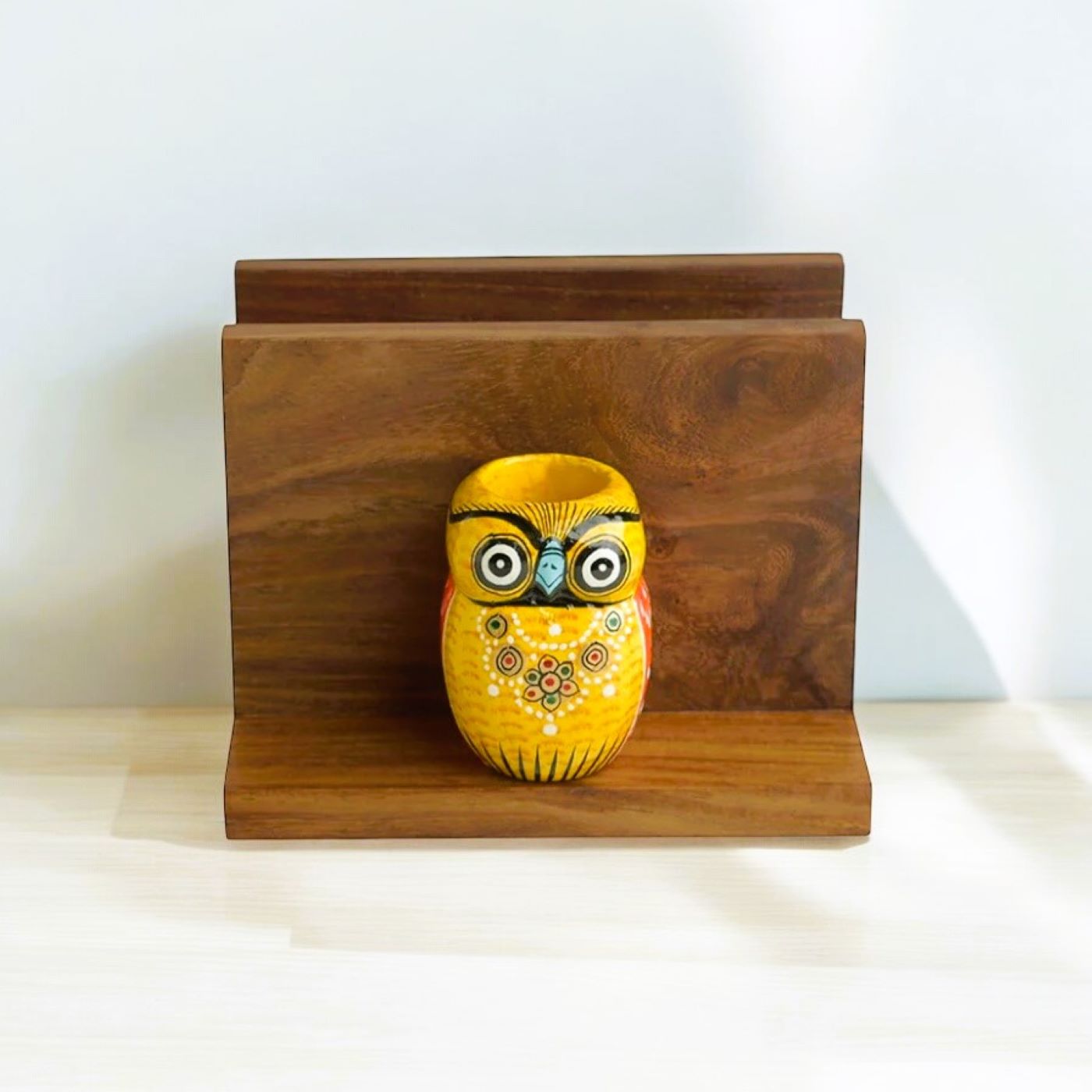 Hand Painted Owl Toothpick And Napkin Holder