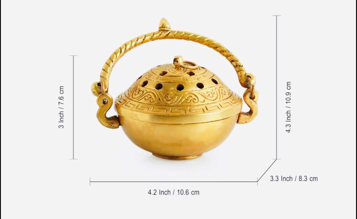 Antique Brass Incense Holder – Meditation & Yoga Room Decor