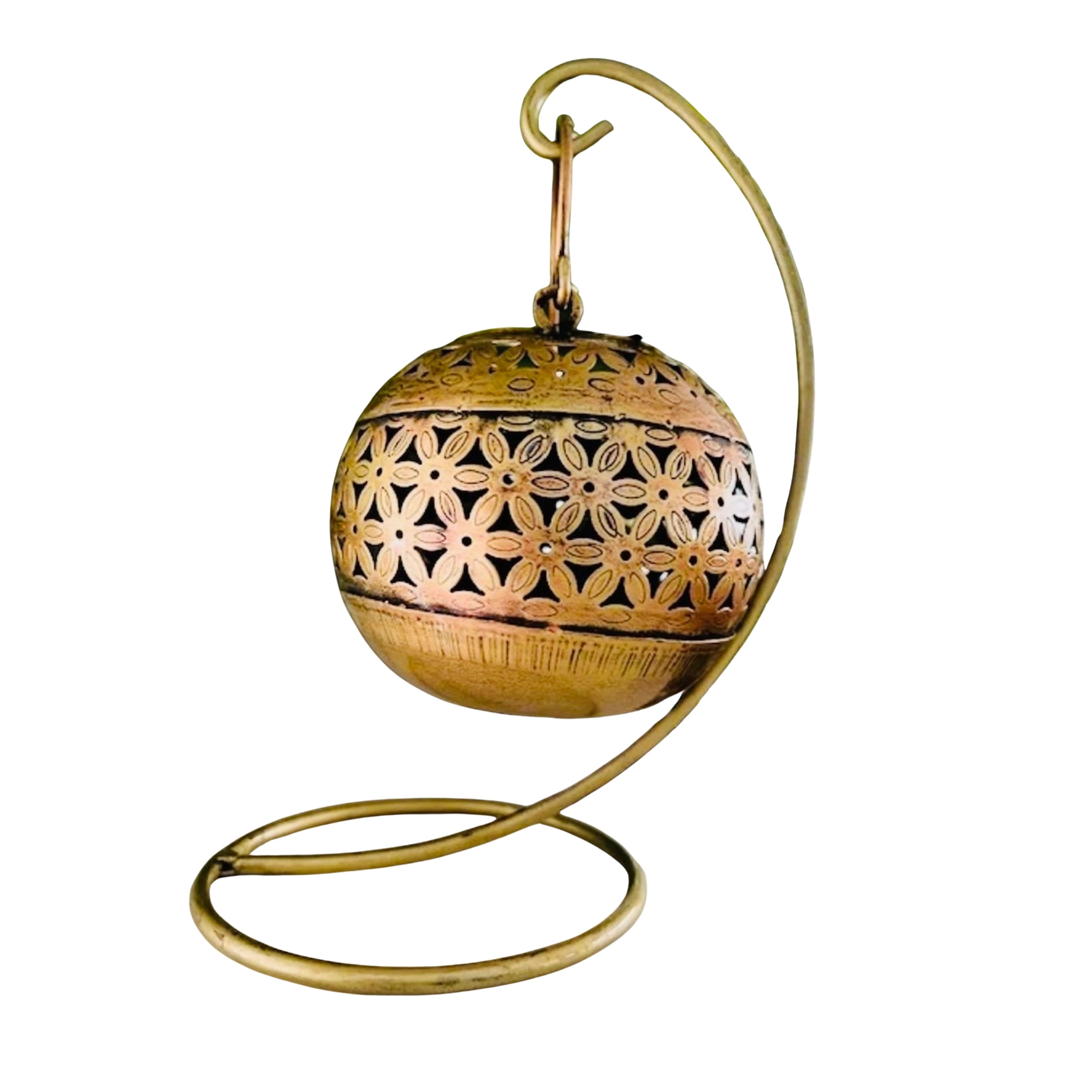 Metal tealight and incense holder with stand