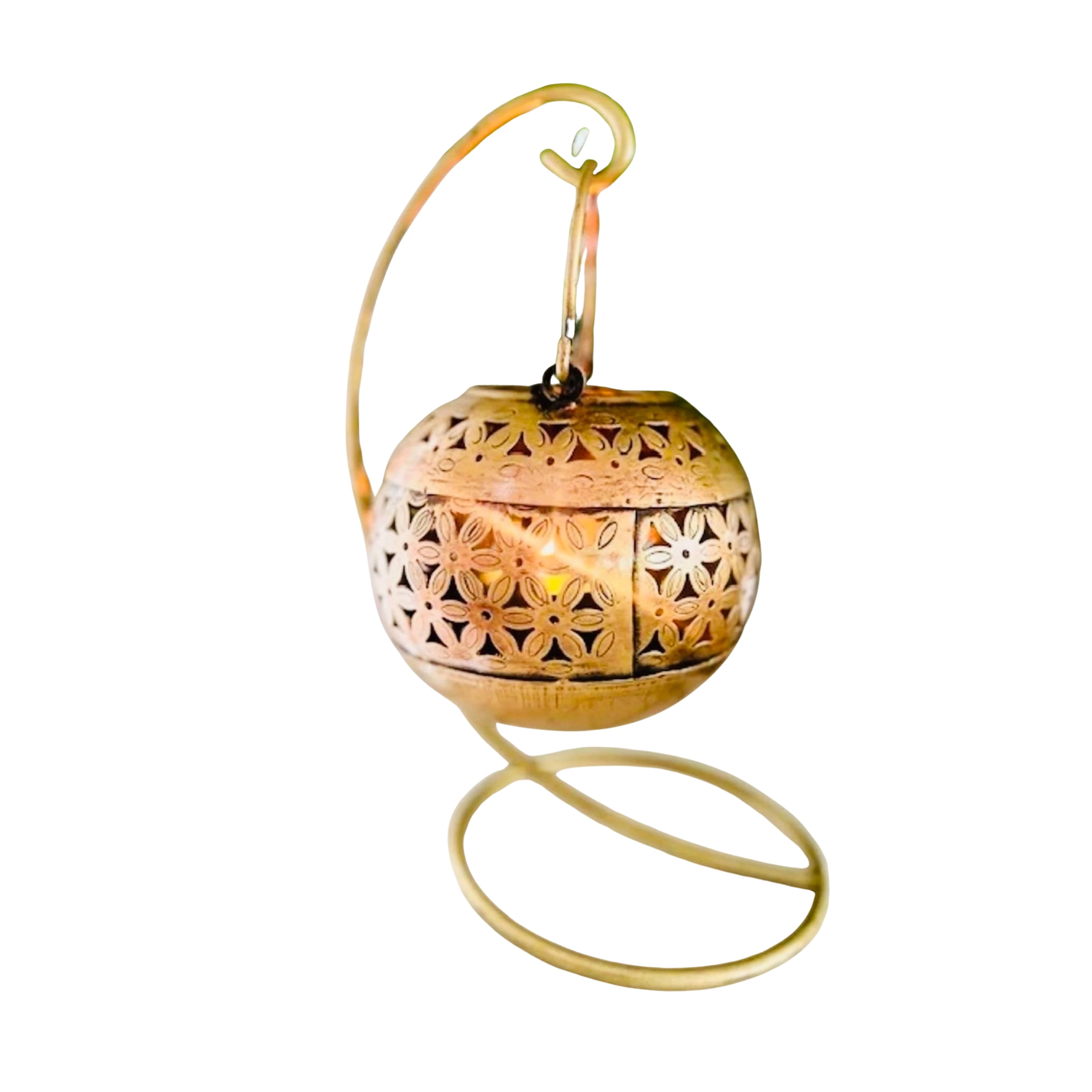 Metal tealight and incense holder with stand