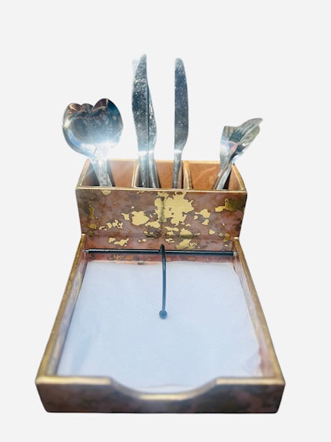 Handcrafted Wooden Cutlery and Napkin Holder