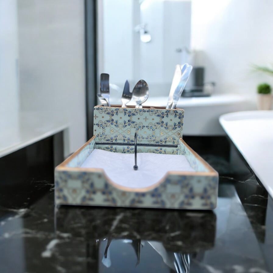 Handcrafted Wooden Cutlery and Napkin Holder