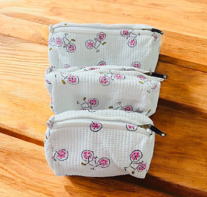 Block printing cotton pouch ( set of 3)